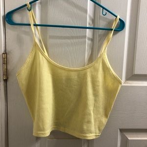 pink and yellow ribbed crop top
